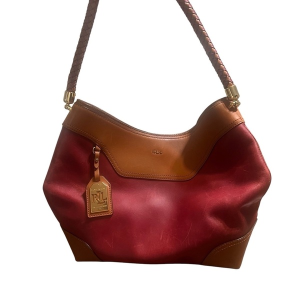 Lauren Ralph Lauren Red and Tan Leather Bag - Picture 2 of 14